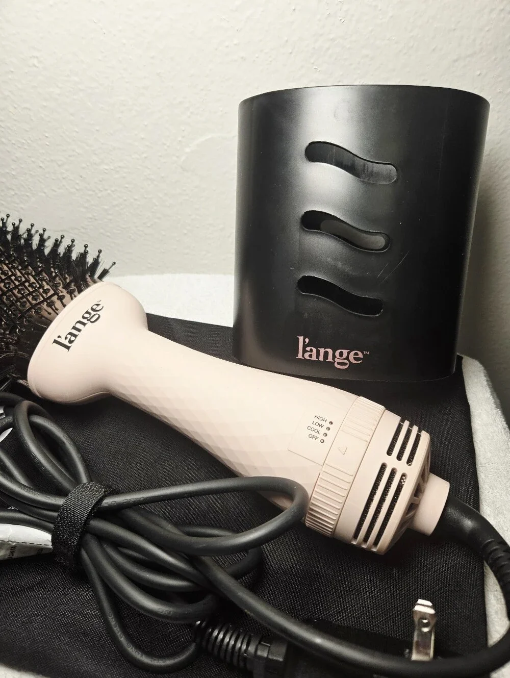 L'ange Le Volume 2-in-1 Titanium Brush Dryer 75mm Blush Pink Hot Air Brush